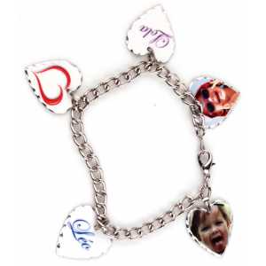 Bracelet 5 pendentifs coeur personnalisés [x]