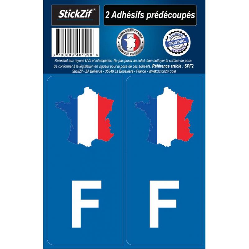 Autocollant Stickers plaque immatriculation Blanc véhicule auto F France  Europe