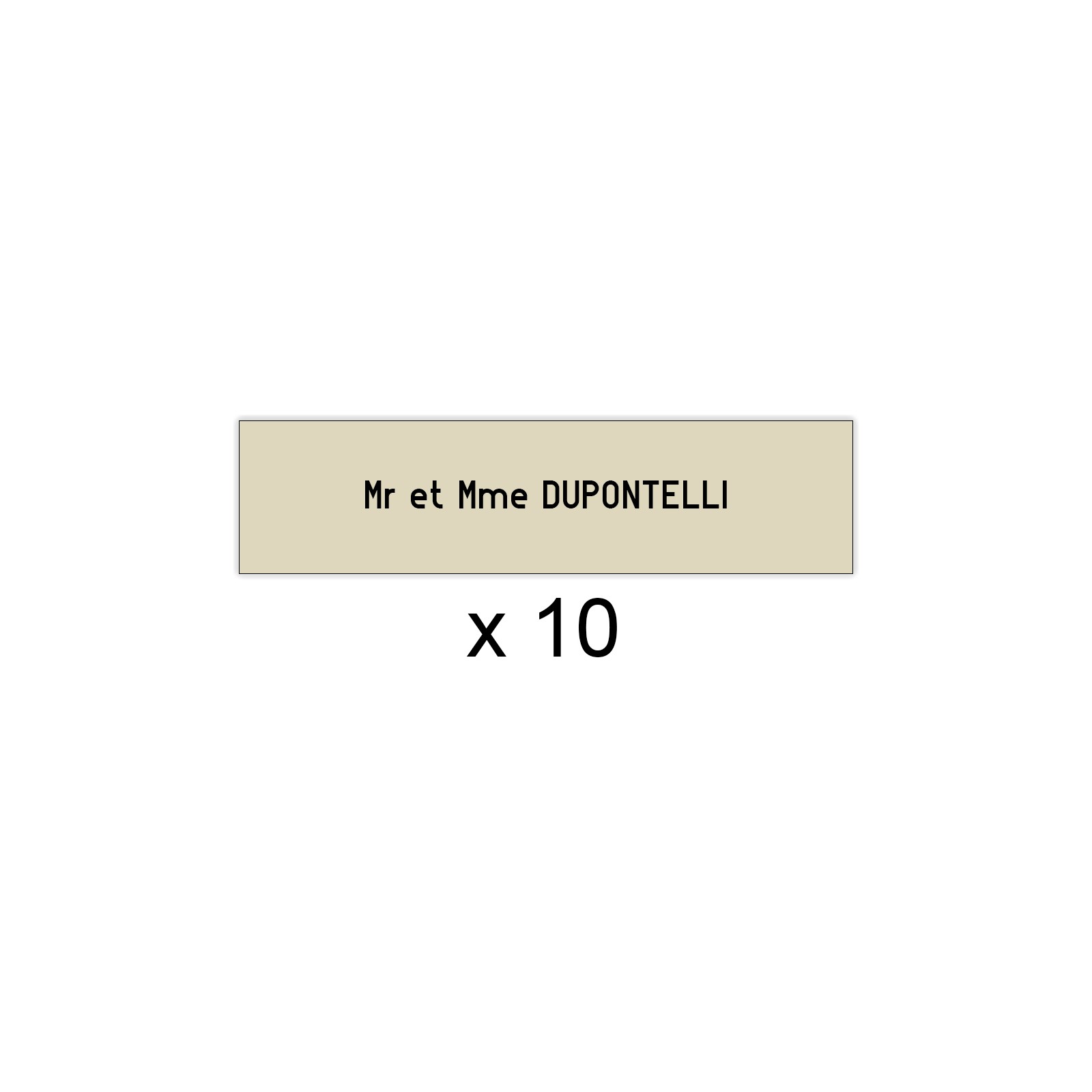 Lot de 10 plaques beige lettres noires pour boite aux lettres Decayeux (100x25mm) pour copropriété, syndic immeuble