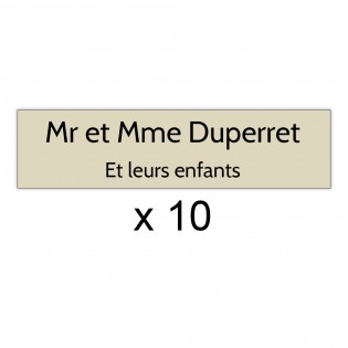 Lot de 10 plaques beige lettres noires pour boite aux lettres Decayeux (100x25mm) pour copropriété, syndic immeuble