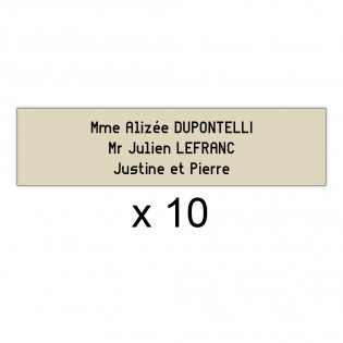 Lot de 10 plaques beige lettres noires pour boite aux lettres Decayeux (100x25mm) pour copropriété, syndic immeuble