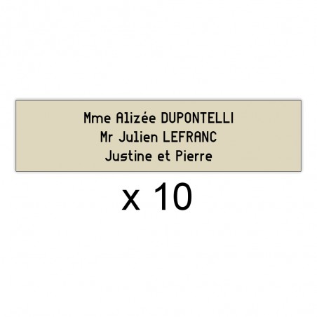 Lot de 10 plaques beige lettres noires pour boite aux lettres Decayeux (100x25mm) pour copropriété, syndic immeuble