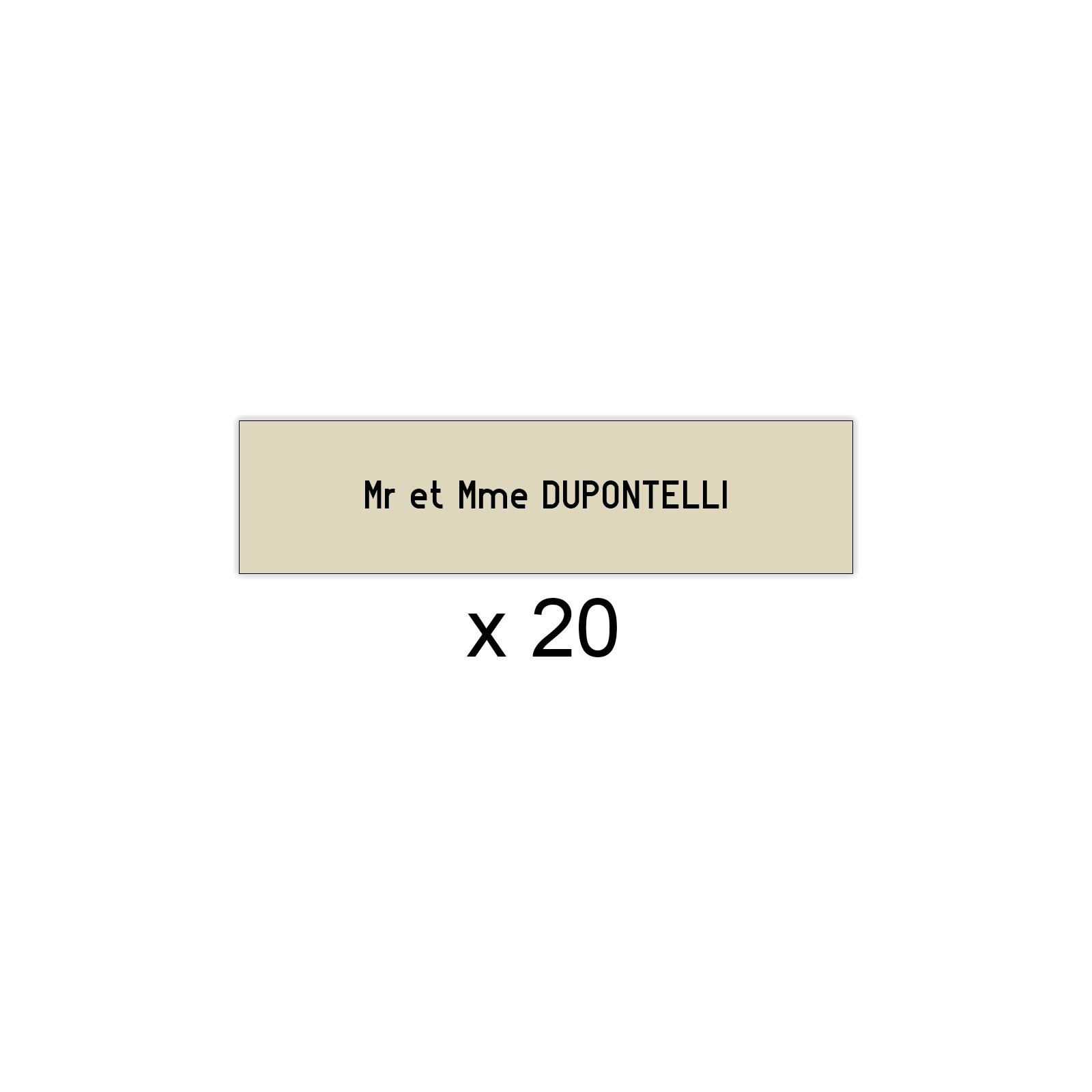 Lot de 20 plaques beige lettres noires pour boite aux lettres Decayeux (100x25mm) pour copropriété, syndic immeuble