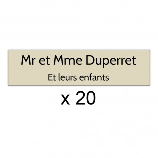 Lot de 20 plaques beige lettres noires pour boite aux lettres Decayeux (100x25mm) pour copropriété, syndic immeuble