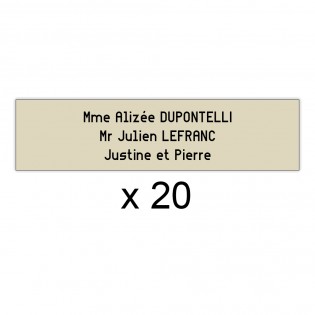 Lot de 20 plaques beige lettres noires pour boite aux lettres Decayeux (100x25mm) pour copropriété, syndic immeuble