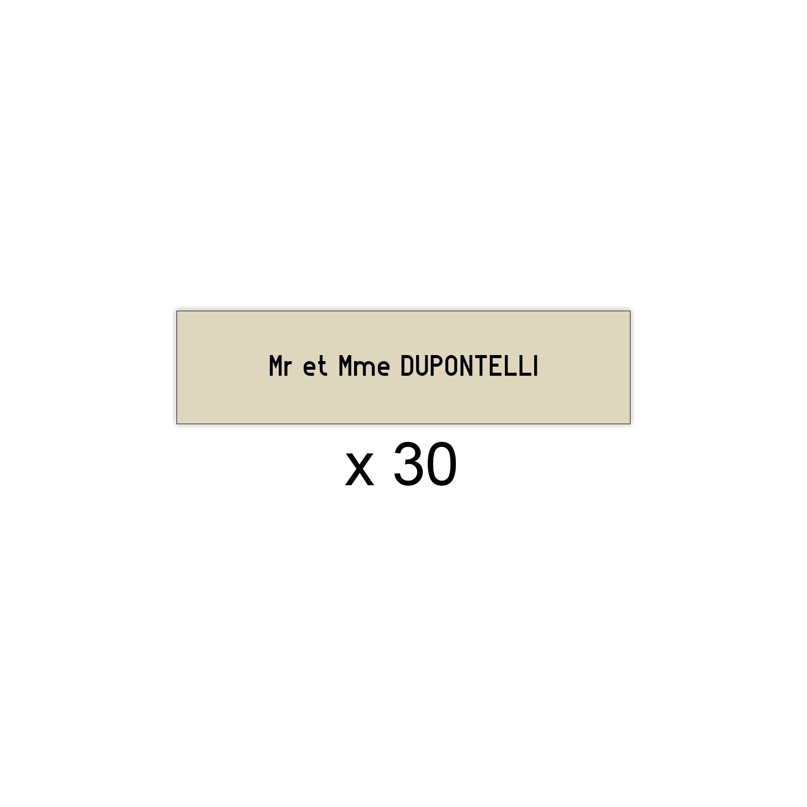 Lot de 30 plaques beige lettres noires pour boite aux lettres Decayeux (100x25mm) pour copropriété, syndic immeuble