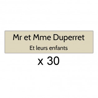 Lot de 30 plaques beige lettres noires pour boite aux lettres Decayeux (100x25mm) pour copropriété, syndic immeuble