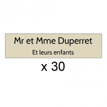 Lot de 30 plaques beige lettres noires pour boite aux lettres Decayeux (100x25mm) pour copropriété, syndic immeuble