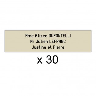 Lot de 30 plaques beige lettres noires pour boite aux lettres Decayeux (100x25mm) pour copropriété, syndic immeuble