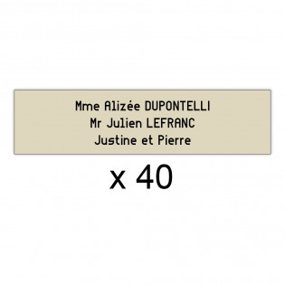 Lot de 40 plaques beige lettres noires pour boite aux lettres Decayeux (100x25mm) pour copropriété, syndic immeuble