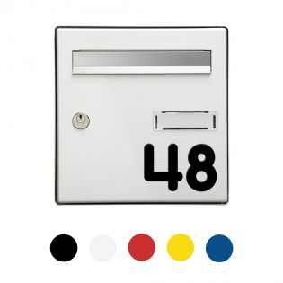 Chiffre adhésif numéro de rue pour boite aux lettres - Hauteur 7 cm - Modèle MONOROUND