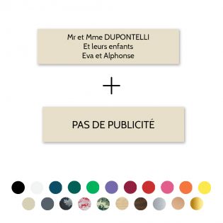 Plaque boîte aux lettres Decayeux NOM + PLAQUE STOP PUB | 3 lignes
