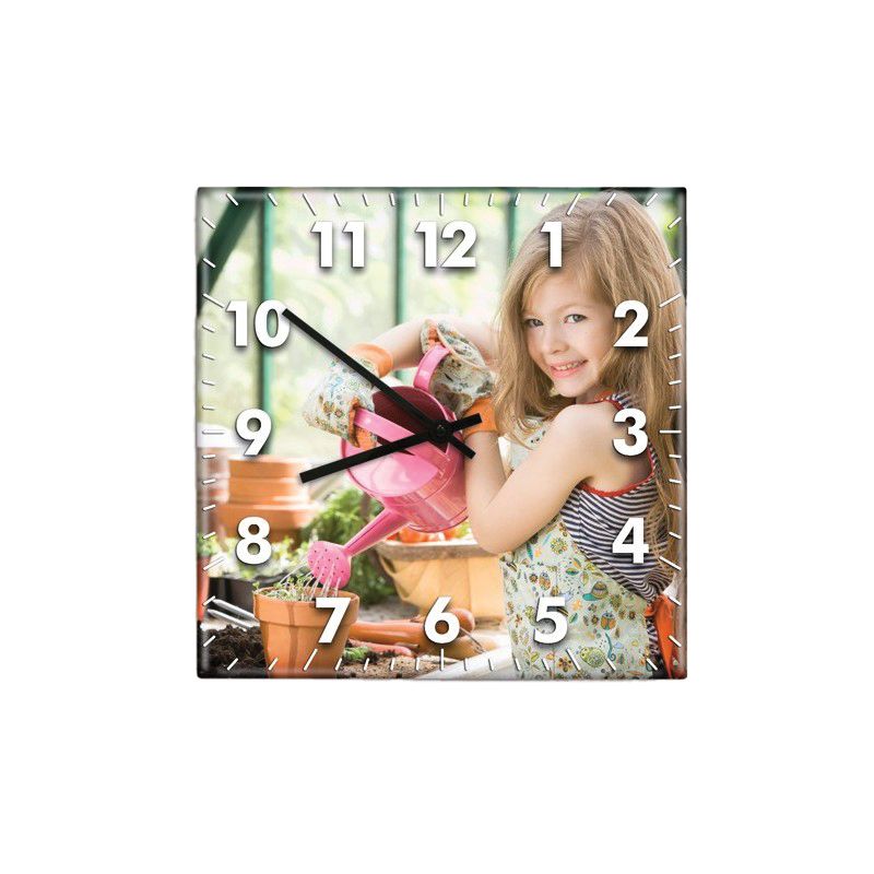 Horloge personnalisée 20 cm | Carré Horloge personnalisée 20 cm | Carré