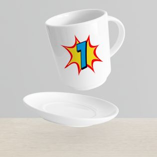 Grande tasse à café personnalisée + soucoupe