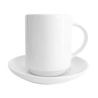 Grande tasse à café personnalisée + soucoupe