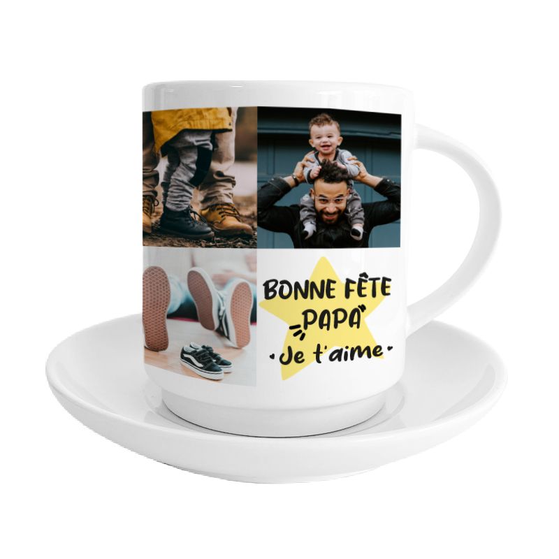 Grande tasse à café personnalisée + soucoupe Grande tasse à café personnalisée + soucoupe