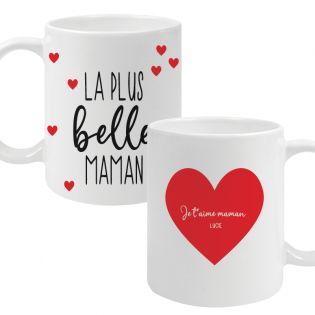 Cadeau belle-mère. Mug personnalisé on t'aime fort belle-mère