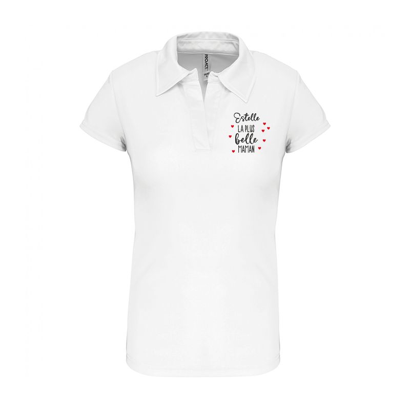 Polo femme blanc personnalisé - Fête des mères | La plus belle Polo femme blanc personnalisé - Fête des mères | La plus belle