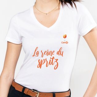 Tee-shirt personnalisable col V Femme | La reine du Cocktail