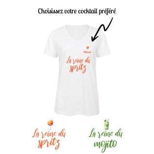 Tee-shirt personnalisable col V Femme | La reine du Cocktail