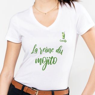 Tee-shirt personnalisable col V Femme | La reine du Cocktail