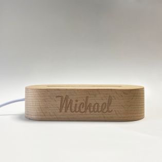 Lampe de chevet à LED avec socle en bois personnalisable avec prénom | Modèle Joueur de Football