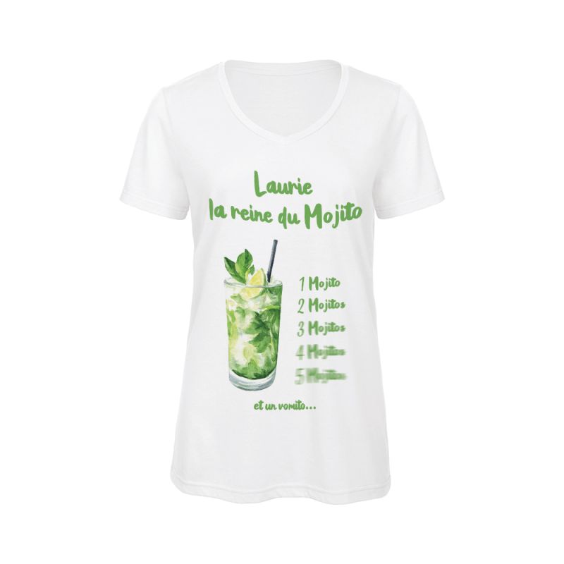 Tee-shirt personnalisable col V humoristique MOJITO | Femme