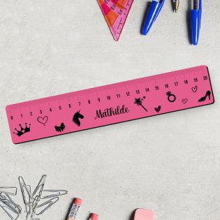 Règle graduée 20 cm personnalisée pour écolier · Prénom | Princesse