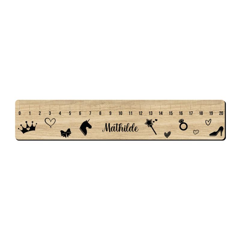 Règle graduée 20 cm personnalisée pour écolier · Prénom | Princesse Règle graduée 20 cm personnalisée pour écolier · Prénom | Princesse