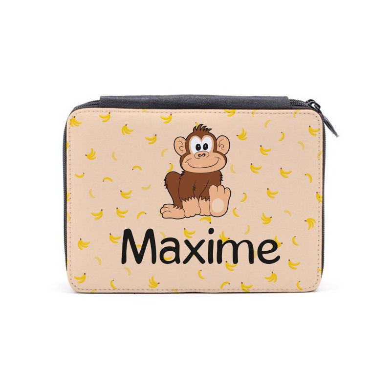 Trousse à Crayons + Règle 20 cm Personnalisées | Singe Trousse à Crayons + Règle 20 cm Personnalisées | Singe