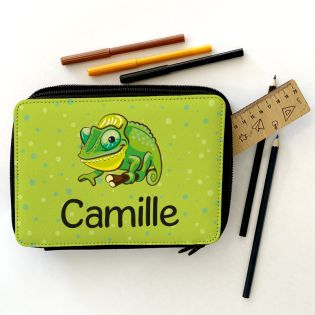 Trousse à Crayons + Règle 20 cm Personnalisées | Caméléon