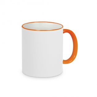 Mug à anse et liseré colorés personnalisé texte et photo
