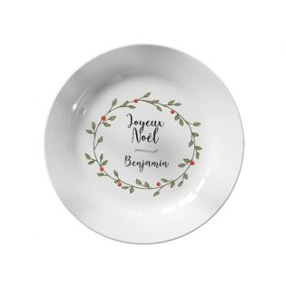 Assiette personnalisée de Noël en céramique | Couronne de Houx