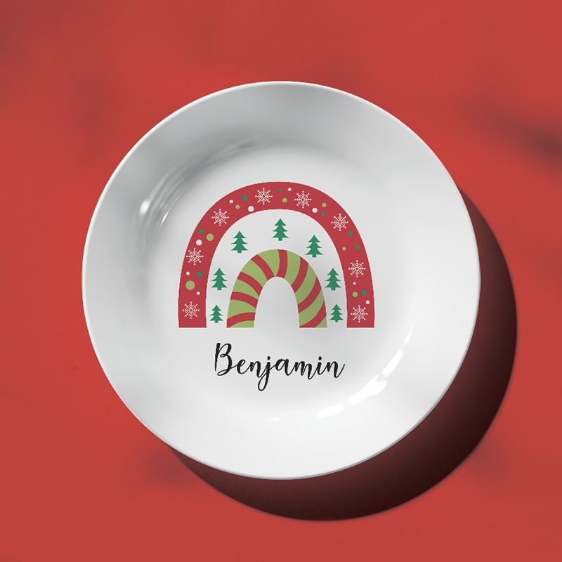Assiette originale et chic personnalisée pour table de Noël | Arc-en-ciel Assiette originale et chic personnalisée pour table de Noël | Arc-en-ciel