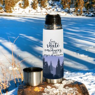 NOËL | Grand thermos à café personnalisé BLANC