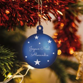 Décoration de Noël bleue personnalisée sur 2 lignes - Cadeau Noël, décoration sapin de Noël en plexiglass