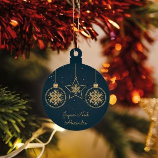 Décoration de Noël boule de Noël en plexiglass personnalisée avec un prénom pour décoration du sapin Noël - Modèle Trio