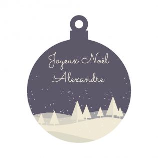 Décoration de Noël en plexiglass personnalisable avec un prénom pour décoration du sapin de Noël - Modèle Forêt violette