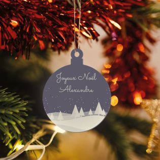 Décoration de Noël en plexiglass personnalisable avec un prénom pour décoration du sapin de Noël - Modèle Forêt violette