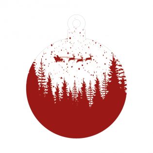 Décoration de Noël personnalisable avec un prénom - Cadeau Noël, décoration sapin de Noël en plexiglass - Modèle Forêt rouge