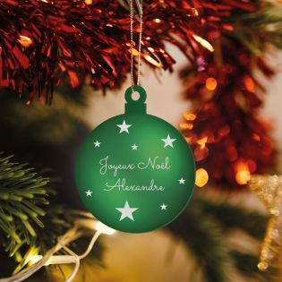 Décoration de Noël verte personnalisée sur 2 lignes - Cadeau Noël, décoration sapin de Noël en plexiglass