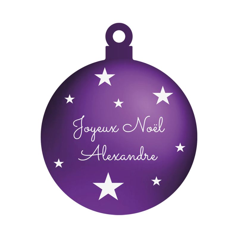 Décoration de Noël violette personnalisée sur 2 lignes - Cadeau Noël, décoration sapin de Noël en plexiglass Décoration de Noël violette personnalisée sur 2 lignes - Cadeau Noël, décoration sapin de Noël en plexiglass