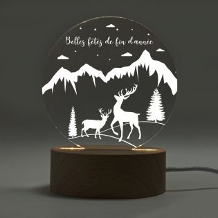 Lampe de chevet avec socle en bois à graver | Rennes - Joyeux Noël