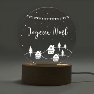 Lampe de chevet avec socle en bois à graver | Enfant - Joyeux Noël