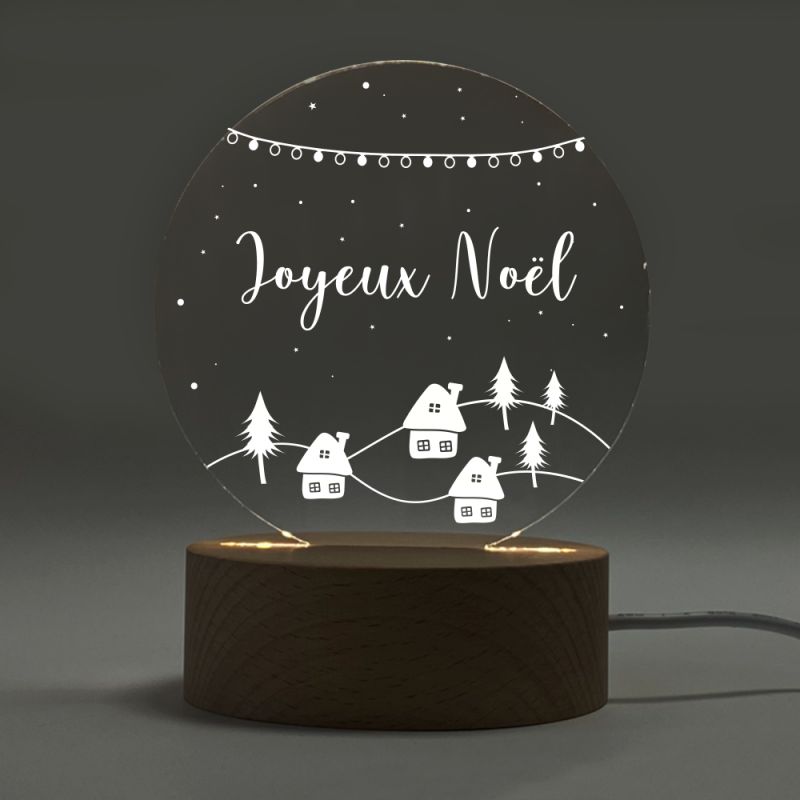 Lampe de chevet avec socle en bois à graver | Enfant - Joyeux Noël Lampe de chevet avec socle en bois à graver | Enfant - Joyeux Noël