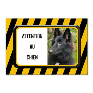 Plaque Attention Chien personnalisée avec la photo et le nom de