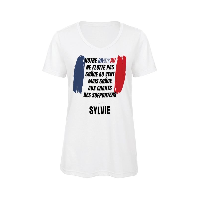 Tee-shirt Femme personnalisable col V | Couleurs Drapeau Français Tee-shirt Femme personnalisable col V | Couleurs Drapeau Français
