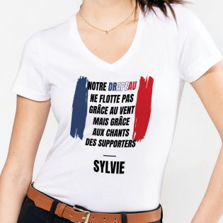 Tee-shirt Femme personnalisable col V | Couleurs Drapeau Français