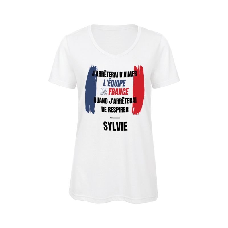 Tee-shirt Femme personnalisable col V | Accessoire supporter France