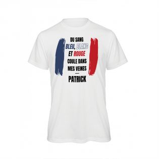 Tee-shirt blanc personnalisé | Du sang bleu blanc rouge coule dans mes veines